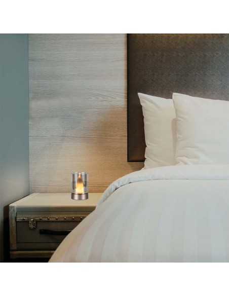 10566-Candela LED da Tavolo  con Batteria mAh Ricaricabile USB C Vetro ambrato Colore Champagne Oro -5