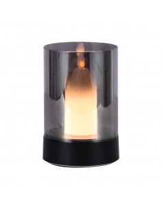 10567-Lampada da Tavolo LED  dal Design a Candela con Batteria mAh Ricaricabile USB C Vetro Fumé Colore Nero -1