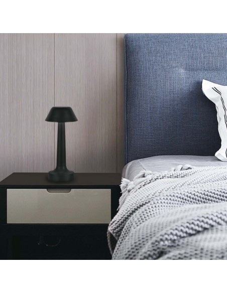 10568-Lampada LED da Tavolo  Colore Nero ricaricabile con USB C Touch Dimmerabile in-4