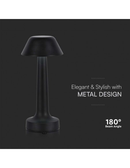 10568-Lampada LED da Tavolo  Colore Nero ricaricabile con USB C Touch Dimmerabile in-6