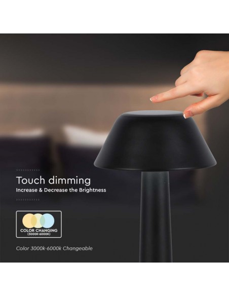 10568-Lampada LED da Tavolo  Colore Nero ricaricabile con USB C Touch Dimmerabile in-7