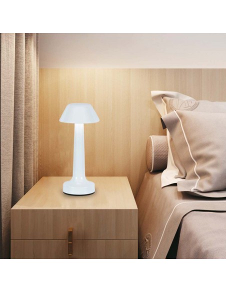 10569-Lampada LED da Tavolo  Colore Bianco ricaricabile con USB C Touch Dimmerabile in-4