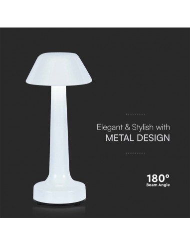 10569-Lampada LED da Tavolo  Colore Bianco ricaricabile con USB C Touch Dimmerabile in-6