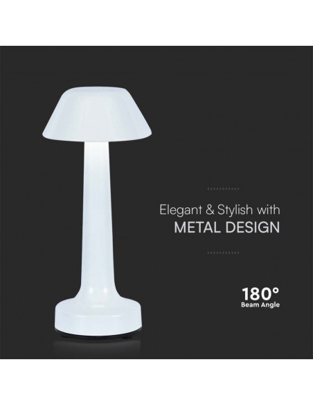 10569-Lampada LED da Tavolo  Colore Bianco ricaricabile con USB C Touch Dimmerabile in-6