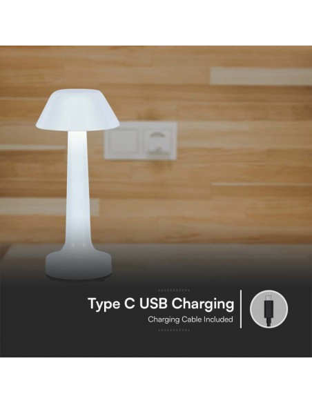 Lampada LED da Tavolo 1W Bianco ricaricabile con USB C Touch Dimmerabile 3in1