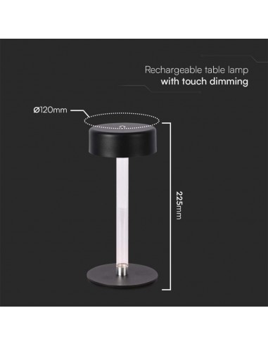 10570-Lampada LED da Tavolo  Colore Nero e Bianco Trasparente Ricaricabile con USB C Touch Dimmerabile in-3