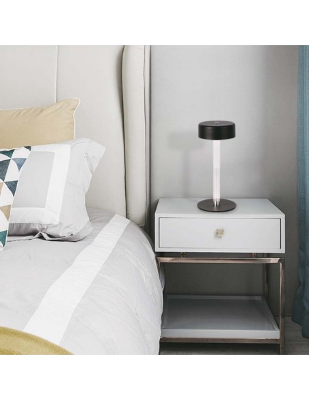 10570-Lampada LED da Tavolo  Colore Nero e Bianco Trasparente Ricaricabile con USB C Touch Dimmerabile in-4