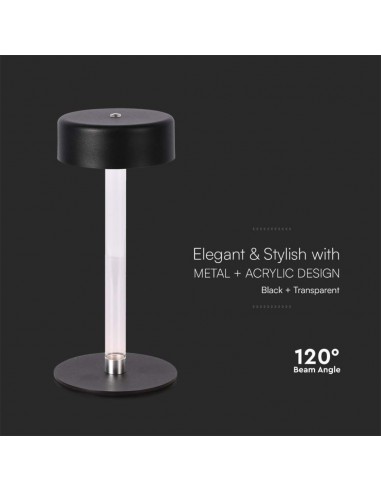 10570-Lampada LED da Tavolo  Colore Nero e Bianco Trasparente Ricaricabile con USB C Touch Dimmerabile in-6