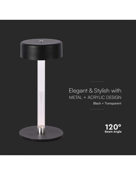 10570-Lampada LED da Tavolo  Colore Nero e Bianco Trasparente Ricaricabile con USB C Touch Dimmerabile in-6