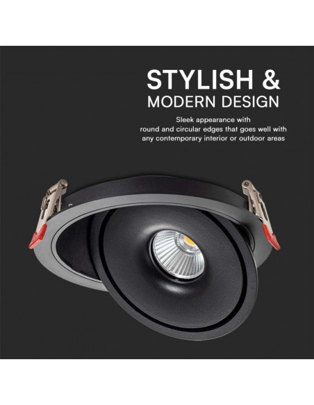 10578-Faretto LED COB da Incasso Rotondo  xmm Colore Nero in-7