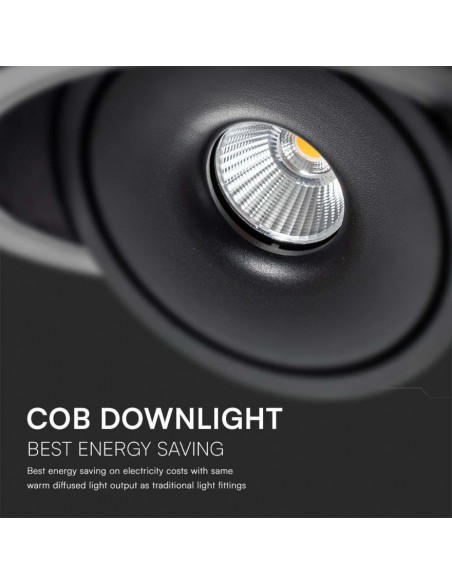 Faretto LED COB da Incasso Rotondo 12W 120*43mm Nero 3in1