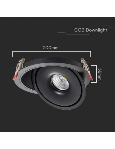 10582-Faretto LED COB da Incasso Rotondo  xmm Colore Nero in-3