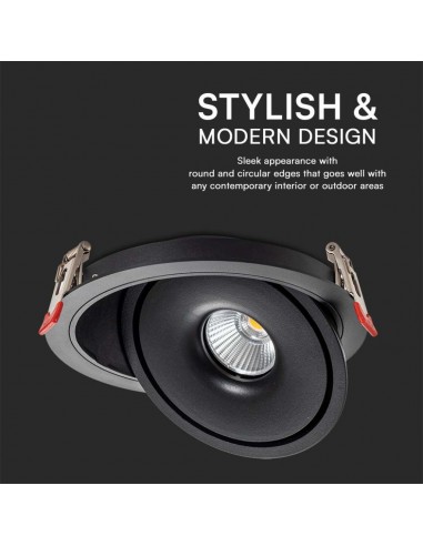 10582-Faretto LED COB da Incasso Rotondo  xmm Colore Nero in-7