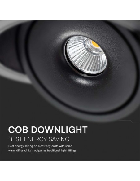 Faretto LED COB da Incasso Rotondo 30W 200*58mm Nero 3in1