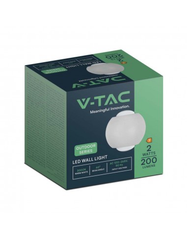 10585-Lampada LED da Muro Sferica  Doppio Fascio Luminoso Colore Bianco  IP-2