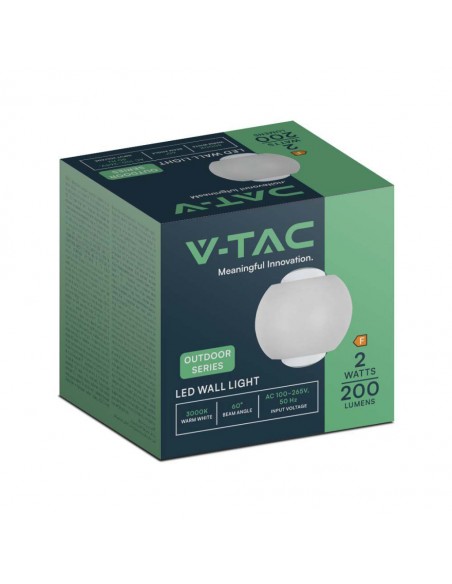 10585-Lampada LED da Muro Sferica  Doppio Fascio Luminoso Colore Bianco  IP-2