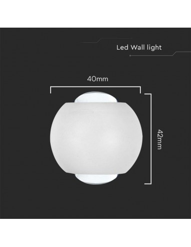 10585-Lampada LED da Muro Sferica  Doppio Fascio Luminoso Colore Bianco  IP-3