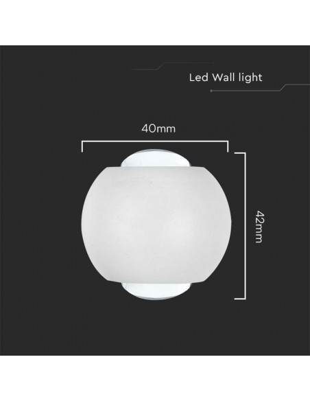 10585-Lampada LED da Muro Sferica  Doppio Fascio Luminoso Colore Bianco  IP-3
