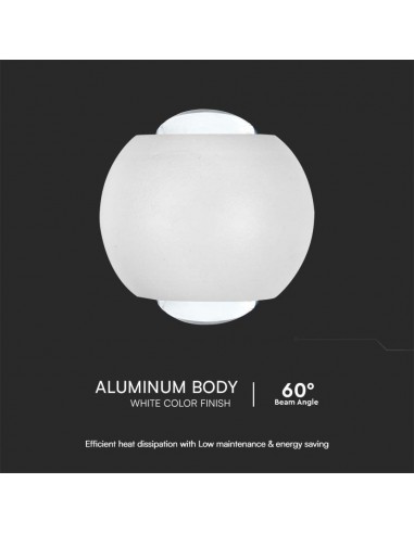 10585-Lampada LED da Muro Sferica  Doppio Fascio Luminoso Colore Bianco  IP-7