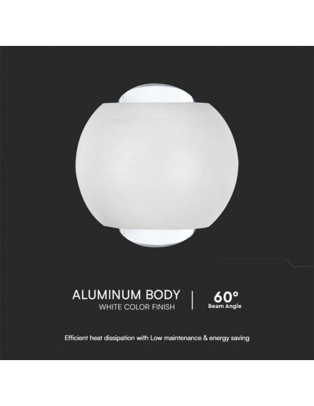 10585-Lampada LED da Muro Sferica  Doppio Fascio Luminoso Colore Bianco  IP-7