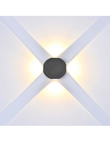 10588-Applique LED da Muro  con  Fasci Luminosi Corpo Nero  IP-4