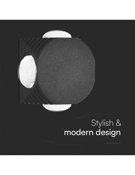 10588-Applique LED da Muro  con  Fasci Luminosi Corpo Nero  IP-6