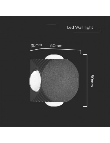 10590-Applique LED da Muro  con  Fasci Luminosi Corpo Nero  IP-3