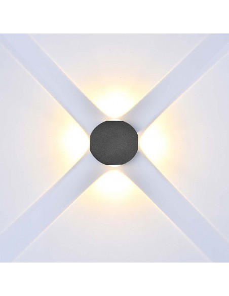 10590-Applique LED da Muro  con  Fasci Luminosi Corpo Nero  IP-4
