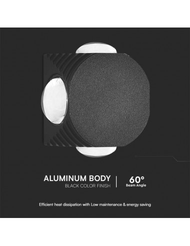 10590-Applique LED da Muro  con  Fasci Luminosi Corpo Nero  IP-7