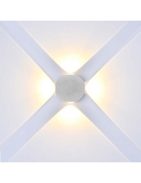 10591-Applique LED da Muro  con  Fasci Luminosi Corpo Bianco  IP-4