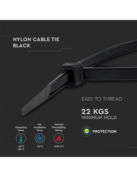 Fascetta per Cavi 4.5*350mm Nero (Confezione 100 pezzi)