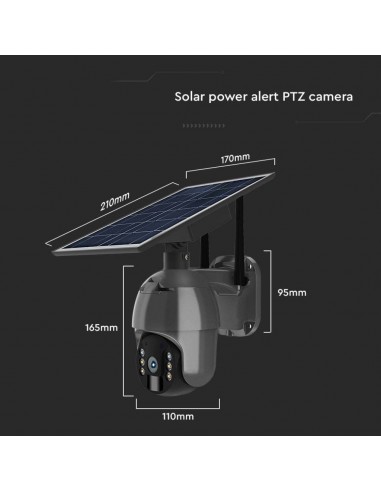 11617-Camera di Videosorveglianza con Pannello Solare HD Orientabile PTZ WiFi Visione Notturna e Sensore di Movimento con Microf