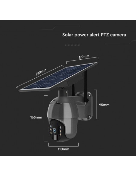 11617-Camera di Videosorveglianza con Pannello Solare HD Orientabile PTZ WiFi Visione Notturna e Sensore di Movimento con Microf