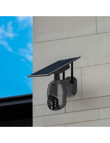 11617-Camera di Videosorveglianza con Pannello Solare HD Orientabile PTZ WiFi Visione Notturna e Sensore di Movimento con Microf
