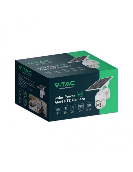 11618-Camera di Videosorveglianza con Pannello Solare HD Orientabile PTZ WiFi Visione Notturna e Sensore di Movimento con Microf