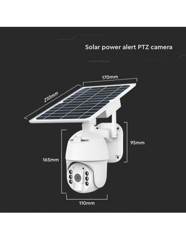 11618-Camera di Videosorveglianza con Pannello Solare HD Orientabile PTZ WiFi Visione Notturna e Sensore di Movimento con Microf