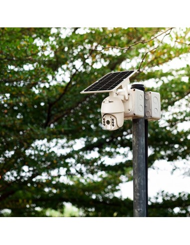 11618-Camera di Videosorveglianza con Pannello Solare HD Orientabile PTZ WiFi Visione Notturna e Sensore di Movimento con Microf