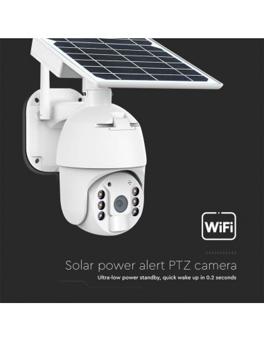 11618-Camera di Videosorveglianza con Pannello Solare HD Orientabile PTZ WiFi Visione Notturna e Sensore di Movimento con Microf
