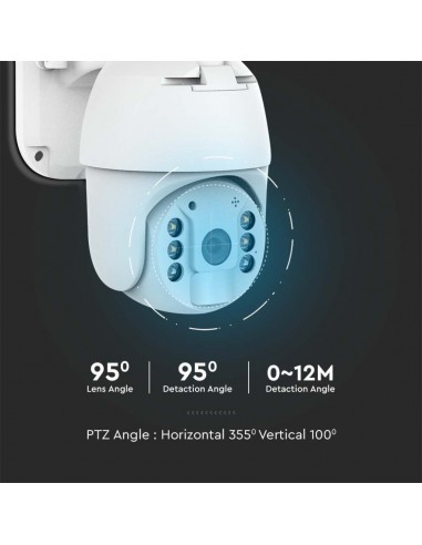 11618-Camera di Videosorveglianza con Pannello Solare HD Orientabile PTZ WiFi Visione Notturna e Sensore di Movimento con Microf