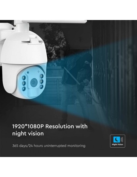Camera di Videosorveglianza con Pannello Solare HD Orientabile PTZ WiFi  Colore Bianco