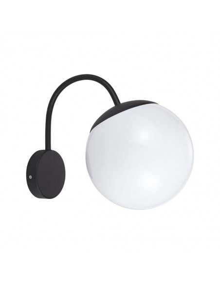 11823-Lampada LED da Muro con Sfera Opale e Portalampada E Colore Nero Opaco IP-1