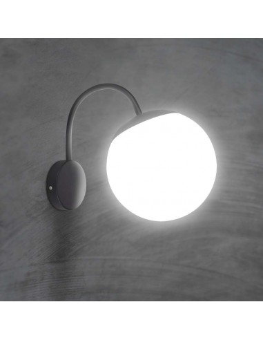11823-Lampada LED da Muro con Sfera Opale e Portalampada E Colore Nero Opaco IP-3