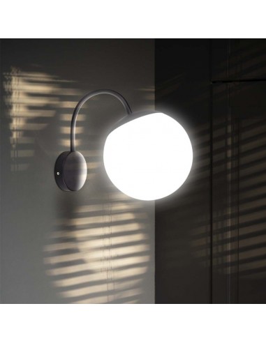 11823-Lampada LED da Muro con Sfera Opale e Portalampada E Colore Nero Opaco IP-4