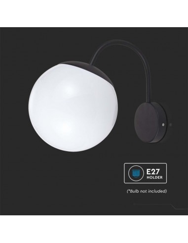 11823-Lampada LED da Muro con Sfera Opale e Portalampada E Colore Nero Opaco IP-5