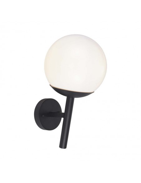 11824-Lampada LED da Muro con Sfera Opale e Portalampada E Colore Nero Opaco IP-1