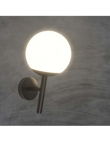 11824-Lampada LED da Muro con Sfera Opale e Portalampada E Colore Nero Opaco IP-3