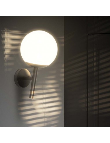 11824-Lampada LED da Muro con Sfera Opale e Portalampada E Colore Nero Opaco IP-4