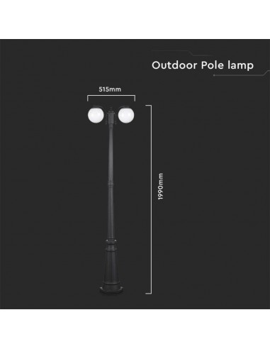 11828-Lampione LED con Doppio Portalampada a Lanterna xE Colore Nero Opaco h cm IP-2