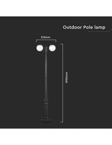 11828-Lampione LED con Doppio Portalampada a Lanterna xE Colore Nero Opaco h cm IP-2