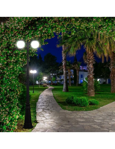 11828-Lampione LED con Doppio Portalampada a Lanterna xE Colore Nero Opaco h cm IP-3